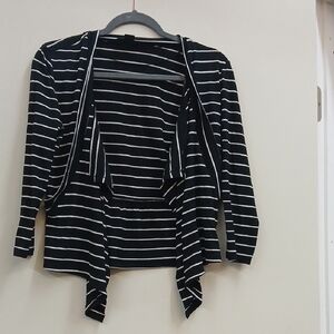 Attention Black and White Striped Cardigan